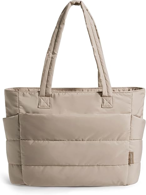 BAGSMART Tote Bag for Women, Lightweight Puffy Tote Bag with Compartments Shoulder Bag Handbag for Travel, Work, Gym | Lightweight, Puffy, Tote Bag with Compartments, Quilted, for Travel, Work
