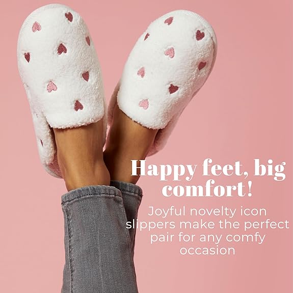 Dearfoams Women's Novelty Gift Teddy Sherpa Scuff Slip On House Shoe