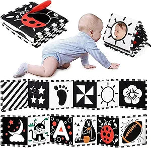 URMYWO Black and White Baby Toys Tummy Time High Contrast Newborn Toys 03 Months Soft Baby Book Visual Stimulation Montessori Sensory Infant Toys 0612 Months Shower Gift Stocking Stuffers